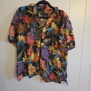 Options Melrose Mens Vintage 90s Tropical Floral Vacation Shirt Shirt Large